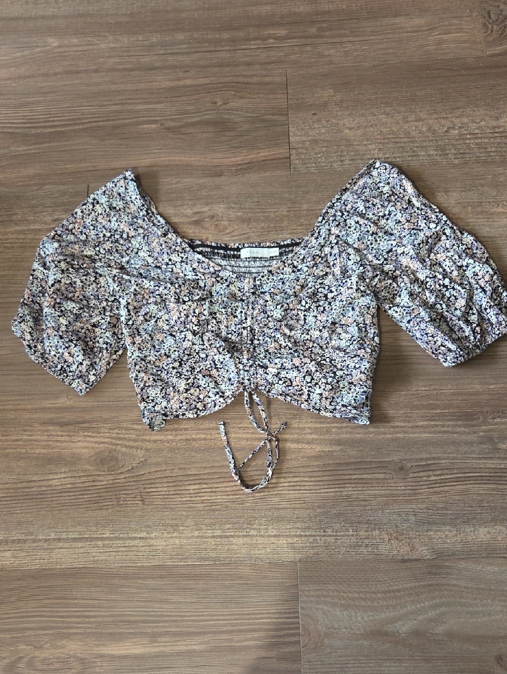 Floral Lush Drawstring Crop Top - Multicolor